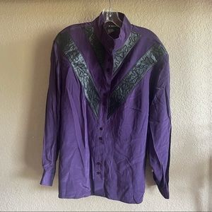 Silk top with leather details